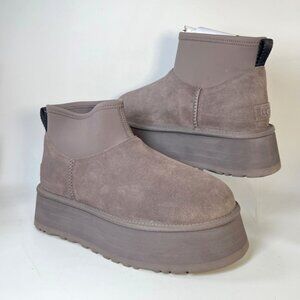 UGG Classic Mini Dipper Platform Boots Suede Thundercloud Women Size US10 UK8
